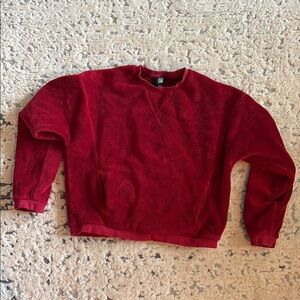 Athleta Red Cozy Sweatshirt with Ribbed Cuffs